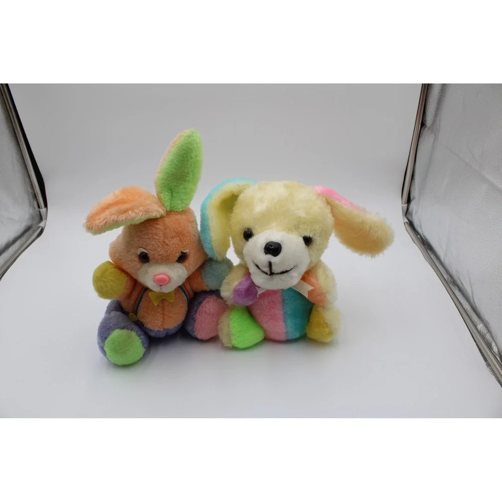 Easter Unlimited Plush Commonwealth Multicolor Bunny & Puppy Pastel Vintage